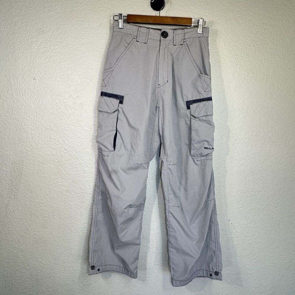 VTG Billabong Cargo Pants Gray Wide Leg Utility Skate Y2K Streetwear Women 28
